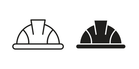 Safety helmet icon set line art and glyph design. Eps10