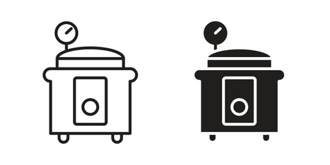 pressure cooker icon set line art and glyph design. Eps10