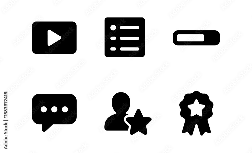 Aufkleber essential user interface icons for digital media and communication