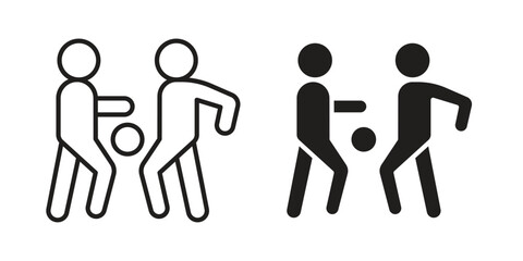 Obraz premium People playing Ball icon set line art and glyph design. Eps10