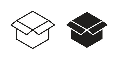 Open box icon set line art and glyph design. Eps10