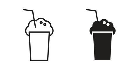 Milkshake icon set line art and glyph design. Eps10