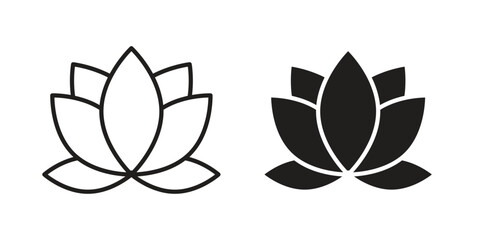 Lotus flower icon set line art and glyph design. Eps10