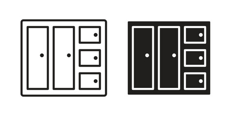 Lockers icon set line art and glyph design. Eps10