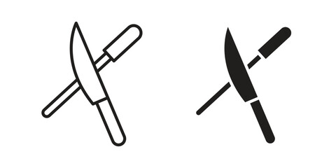 Knife sharpener icon set line art and glyph design. Eps10