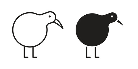 Kiwi bird icon set line art and glyph design. Eps10