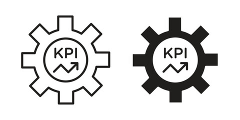 KPI icon set line art and glyph design. Eps10