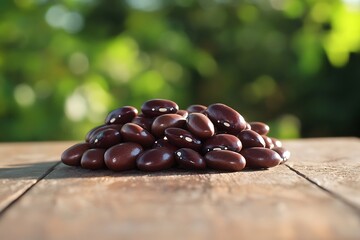 Realistic hand-roasted beans in a small pile on solid white
