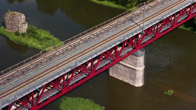 Refurbished Railway Bridge Over River in Jonava, Lithuania