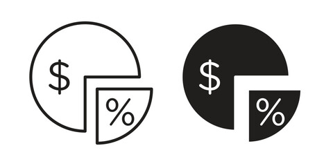 Dividend yield icon set line art and glyph design. Eps10