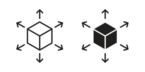 Distribution box icon set line art and glyph design. Eps10