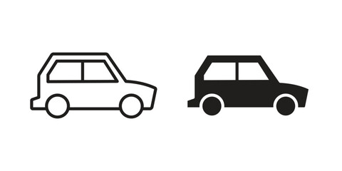 Compact car icon set line art and glyph design. Eps10
