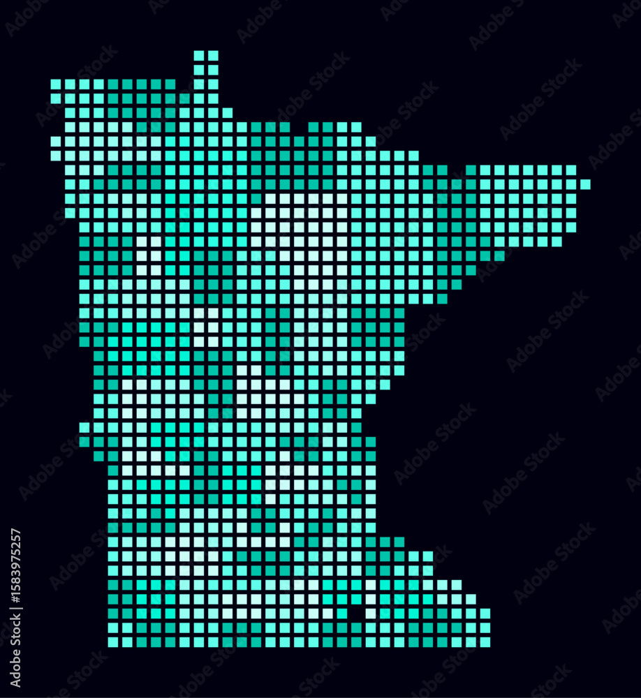 Aufkleber minnesota dotted map. digital style map of the state on dark background. minnesota shape with square