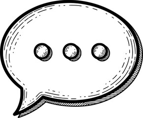 Chat bubble with three dots in hand-drawn style