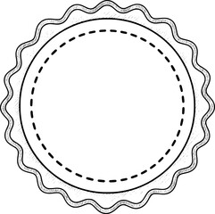 Circular badge frame with scalloped edges in hand-drawn style