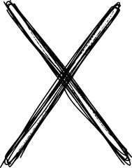 X symbol with imperfect lines in hand-drawn style