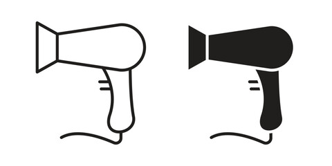 Blow dryer icon set line art and glyph design. Eps10