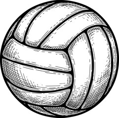 Volleyball with engraved panel curves and 3D shading in hand-drawn style