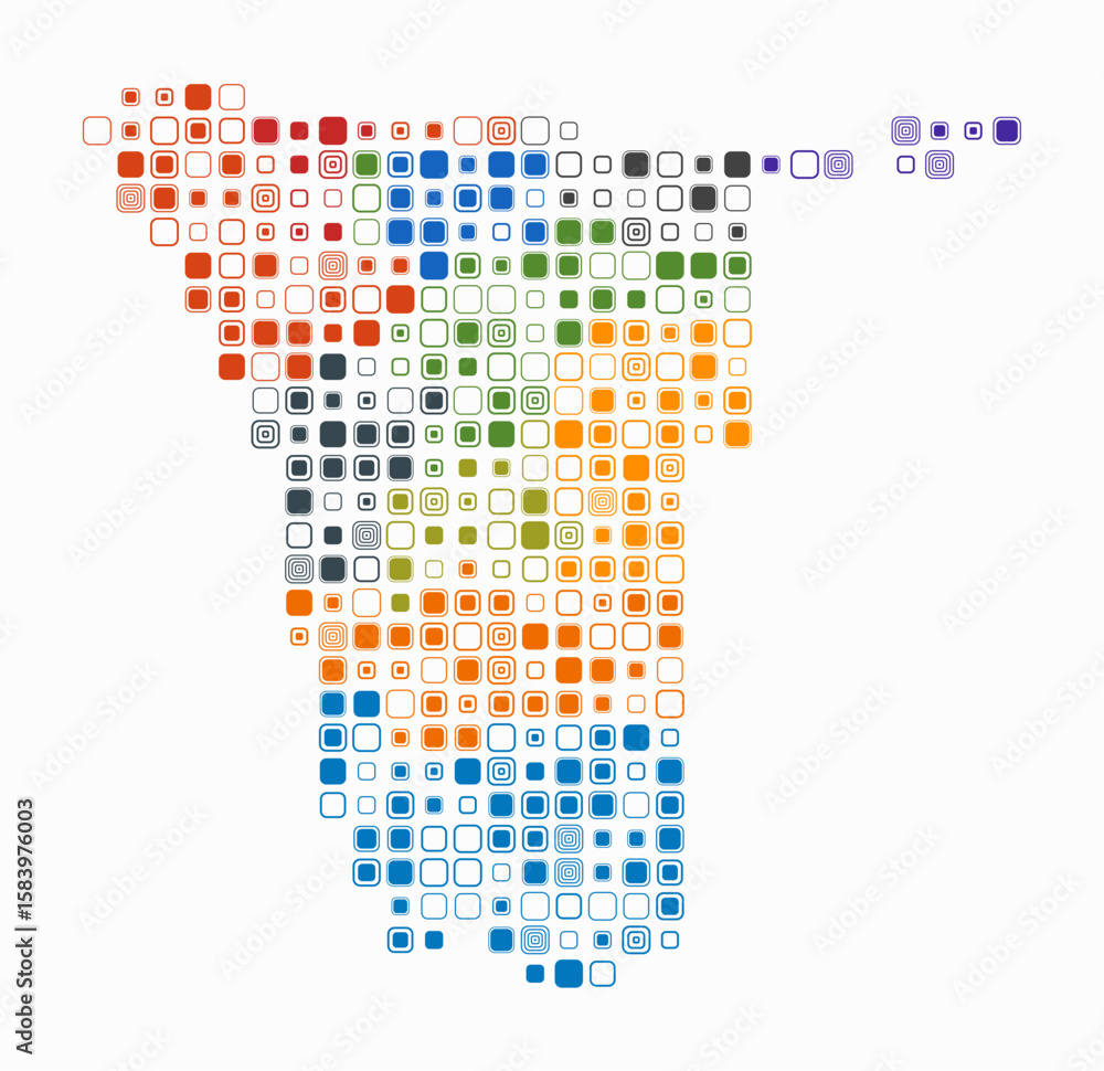 Poster namibia, shape of the country build of colored cells. digital style map of the namibia on white back