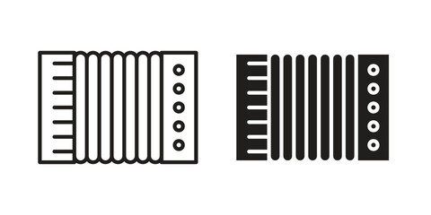 Accordion icon set line art and glyph design. Eps10