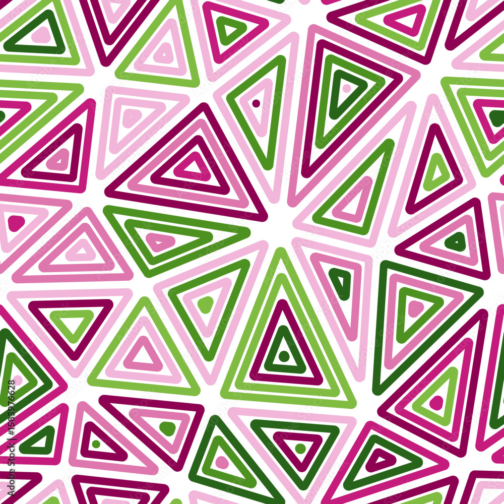 Poster vector science background. big shape size. multiple repeated inner triangles. multicolored style. re