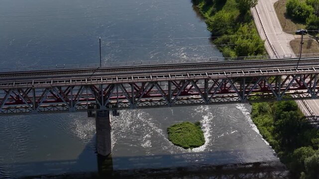 Refurbished Railway Bridge Over River in Jonava, Lithuania