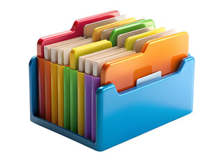 colorful folders isolated on white background. PNG Transparent file type with high definition quality And vibrant color grading Available.