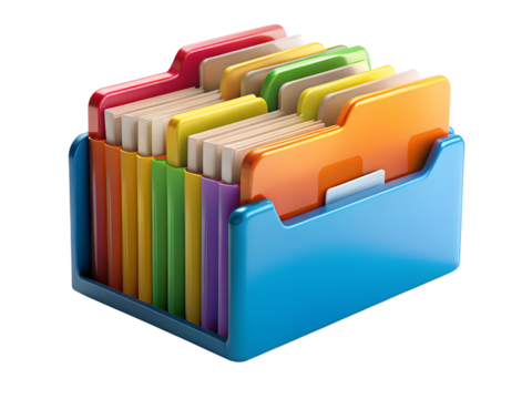 colorful folders isolated on white background. PNG Transparent file type with high definition quality And vibrant color grading Available.