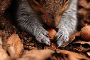 Close-up of a squirrel eating a nut (1)