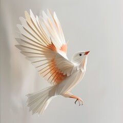 Fototapeta premium A paper bird in flight, meticulously crafted.