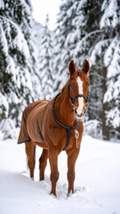 Pferd im Wald im Winter