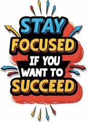 Motivational text with bold lettering and arrows success