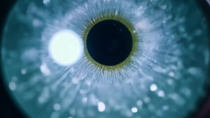 Extreme close-up of blue human eye showing detailed iris structure with intricate radial patterns and natural texture creating stunning macro photography with sharp focus and clarity