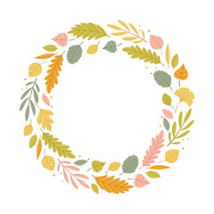 Autumn Leaves Wreath Vector Illustration