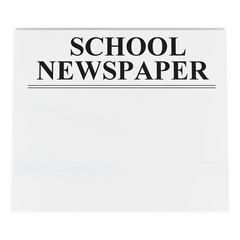School Newspaper, front page. Blank, template mockup. 3D rendering isolated on transparent background