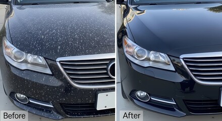 Car Detailing Transformation Before and After Cleaning to Restore Vehicle's Shine