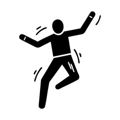 Energetic stick figure dancing with arms outstretched