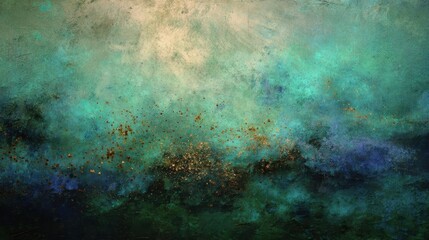 Teal and Gold Abstract Art Textured Background