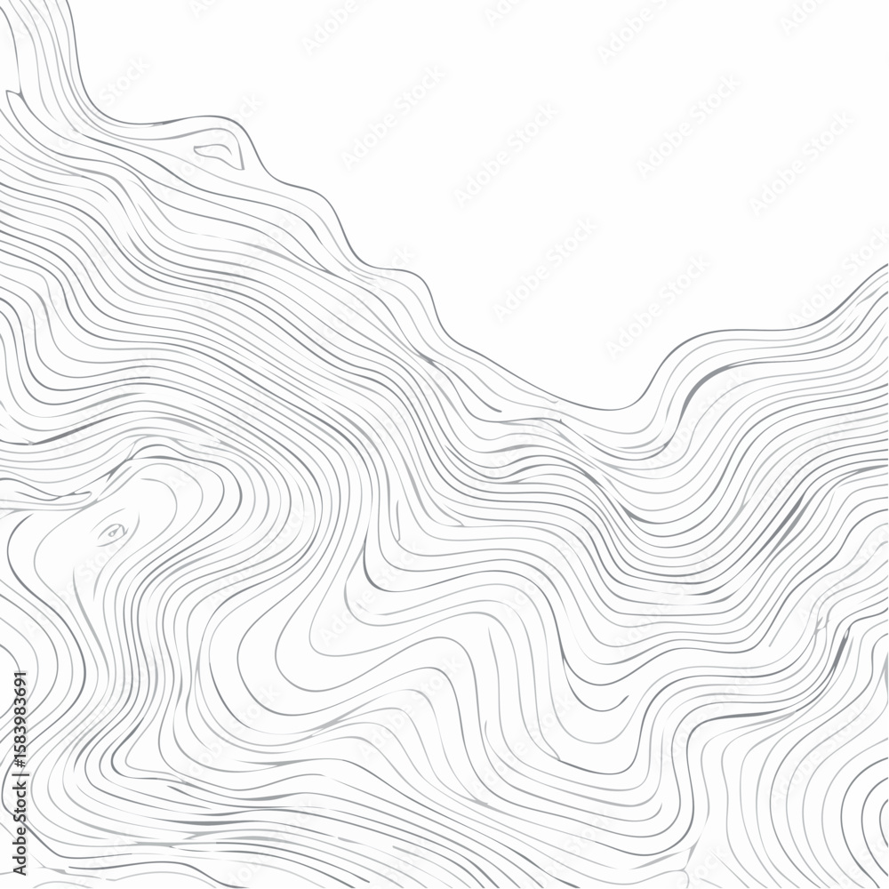 Poster abstract grayscale illustration of flowing, wavy lines creating a topographic-like pattern.