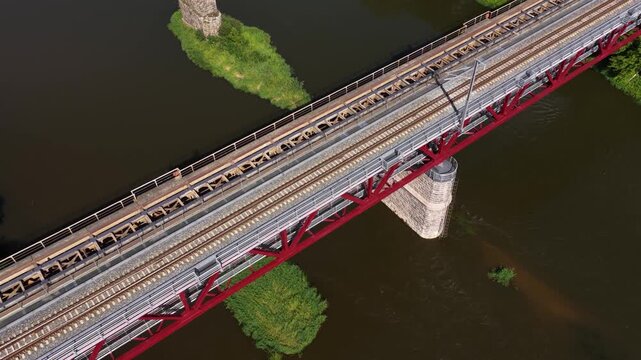 Refurbished Railway Bridge Over River in Jonava, Lithuania