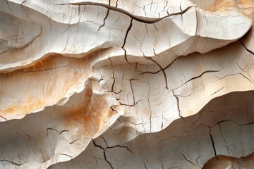 Dry, cracked earth with curving lines and light and shadow creating an abstract geological texture.