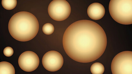Golden Bokeh Light Orbs on Dark Background with Soft Glow Effect