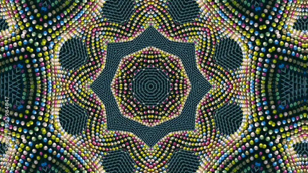 Poster dynamic 3d mandala: a mesmerizing kaleidoscope of geometric patterns. this abstract video showcases 
