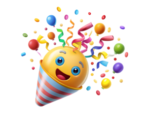 happy birthday card with balloons isolated on white background. PNG Transparent file type with high definition quality And vibrant color grading Available.