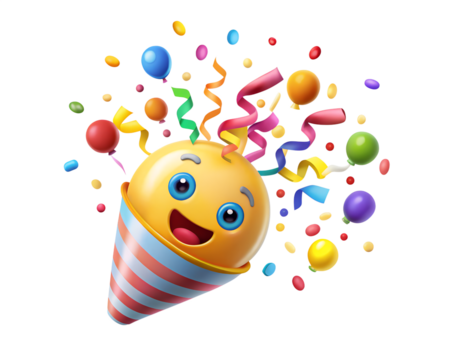 happy birthday card with balloons isolated on white background. PNG Transparent file type with high definition quality And vibrant color grading Available.