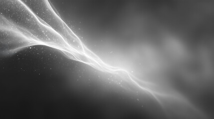 Abstract composition of flowing light particles creating a dynamic visual experience in a dark atmosphere