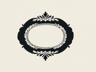 Elegant black and white decorative frame design with floral accents on a neutral background