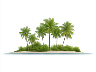 Lush tropical island with palm trees surrounded by calm waters in a serene coastal environment