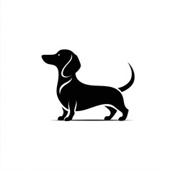 Silhouette of a standing dachshund showcasing its distinctive long body and short legs against a plain background