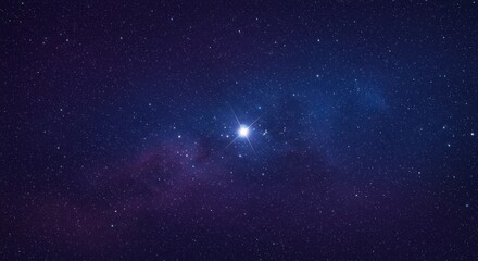 Obraz premium A brilliant star shines brightly amidst a vast, dark, and starry cosmos.